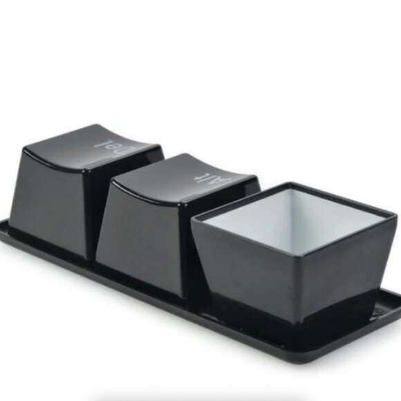 (Set of x3) Ctrl-Alt-Del - Computer Key Mug/Bowl Set - Black with White Text - Picture 2 of 8